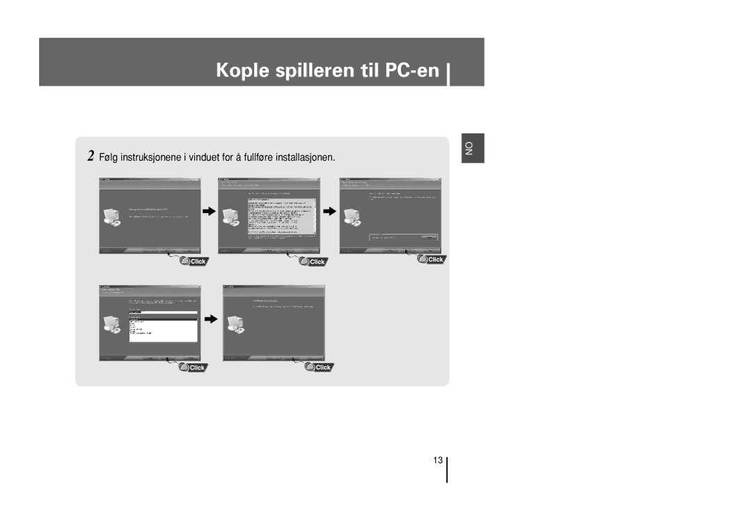 Samsung YP-U1X/ELS, YP-U1Z/ELS manual Følg instruksjonene i vinduet for å fullføre installasjonen 