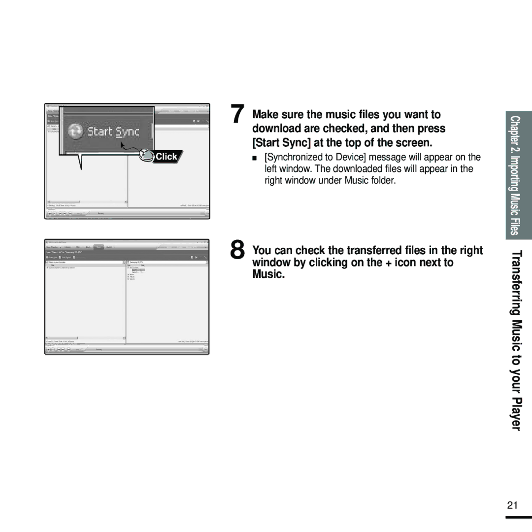 Samsung YP-U2J manual Importing Music Files Transferring Music to your Player 