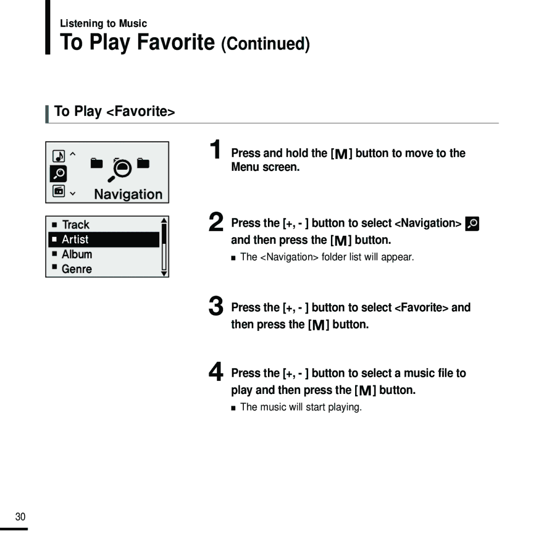 Samsung YP-U2J manual To Play Favorite 