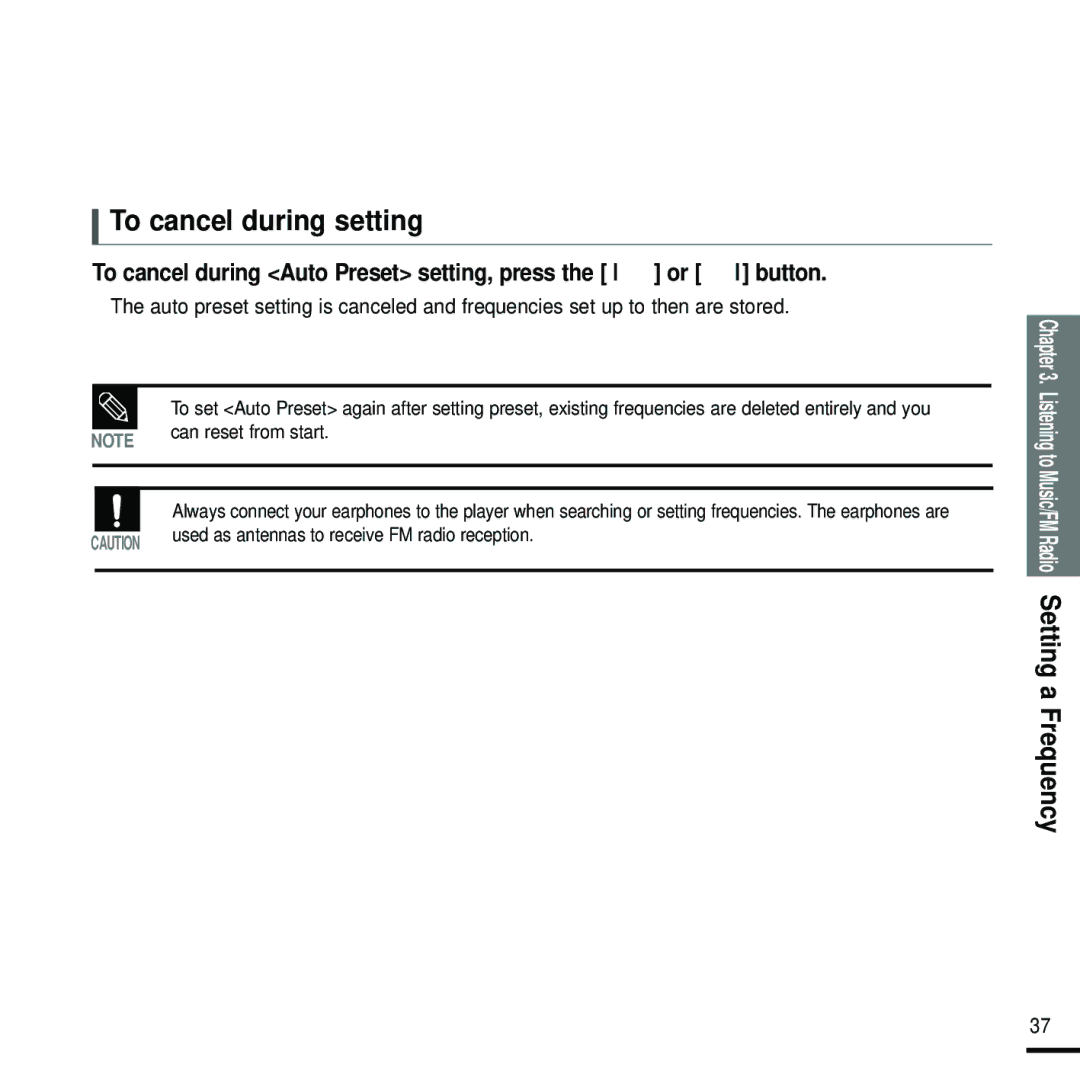 Samsung YP-U2J manual To cancel during setting 