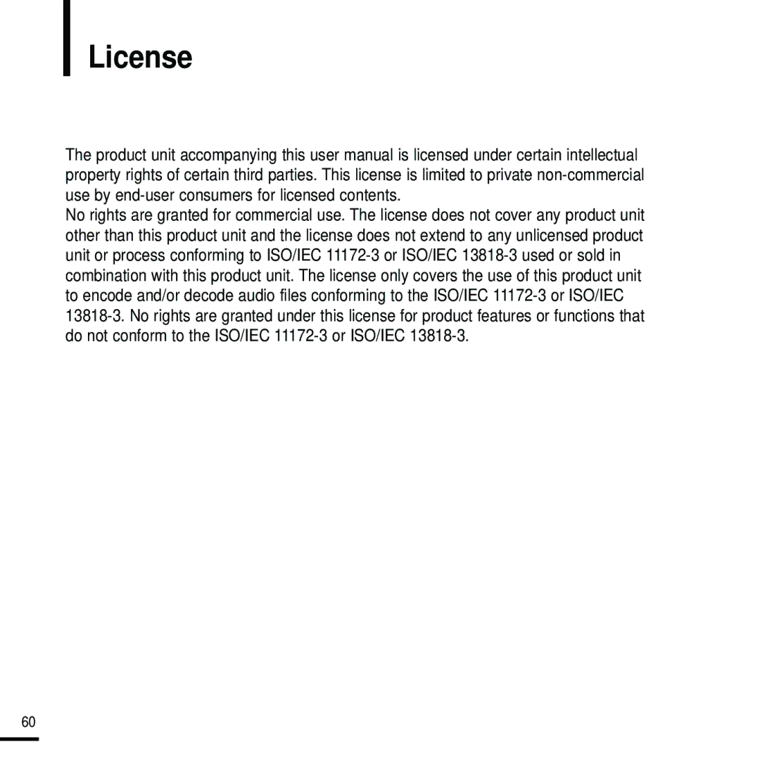 Samsung YP-U2J manual License 