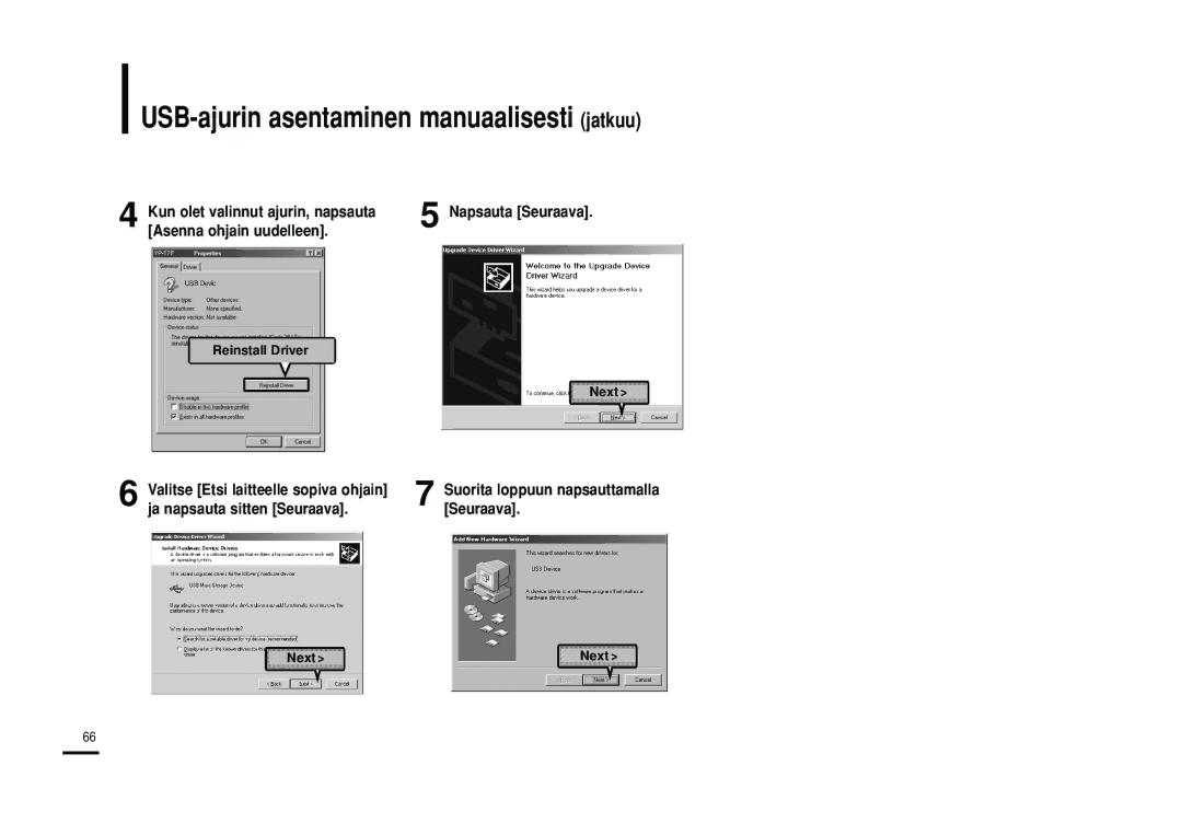 Samsung YP-U2RQB/XEE, YP-U2RXB/ELS, YP-U2ZB/ELS, YP-U2RZB/XEE manual Napsauta Seuraava, Ja napsauta sitten Seuraava 