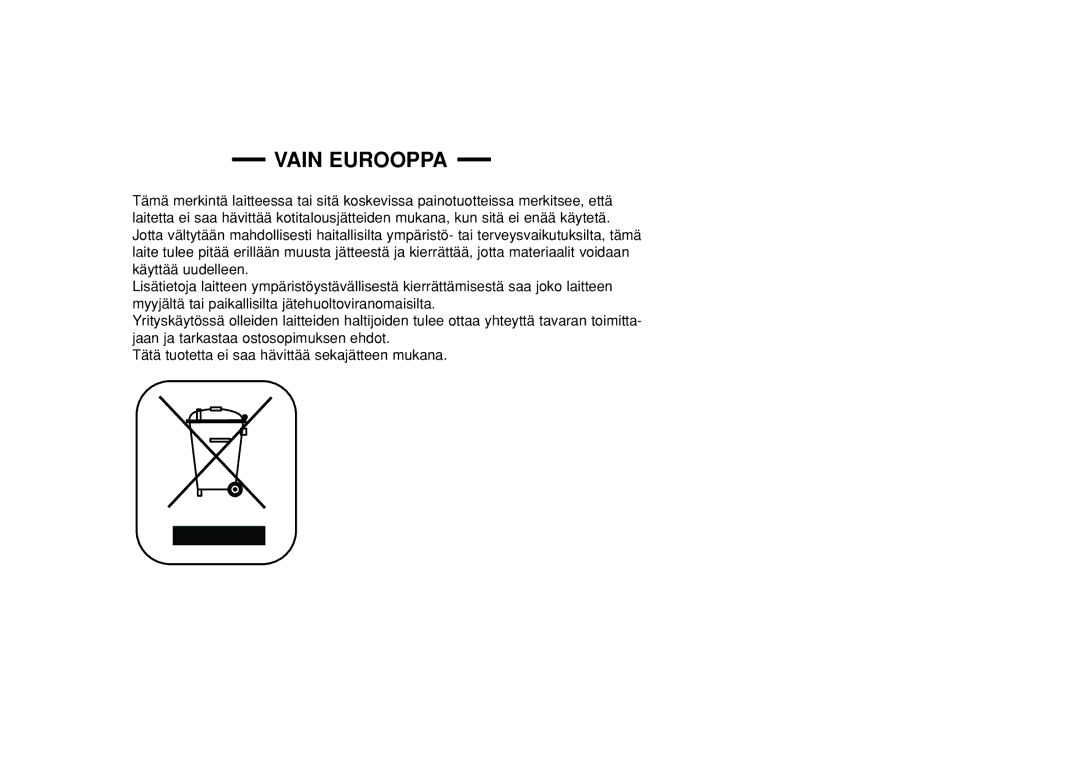 Samsung YP-U2RQB/XEE, YP-U2RXB/ELS, YP-U2ZB/ELS, YP-U2RZB/XEE manual Vain Eurooppa 