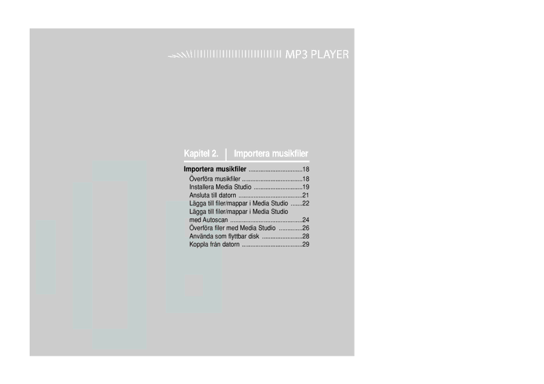 Samsung YP-U2ZB/ELS, YP-U2RXB/ELS, YP-U2RQB/XEE, YP-U2RZB/XEE manual Kapitel Importera musikfiler 