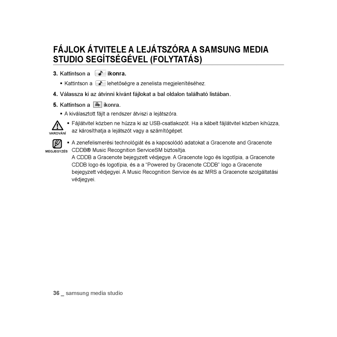 Samsung YP-U3JZW/XET, YP-U2RZB/ELS, YP-U3ZB/XET, YP-U3JQL/XET, YP-U3JAW/XET, YP-U3JZP/XET, YP-U3JQW/XET Samsung media studio 