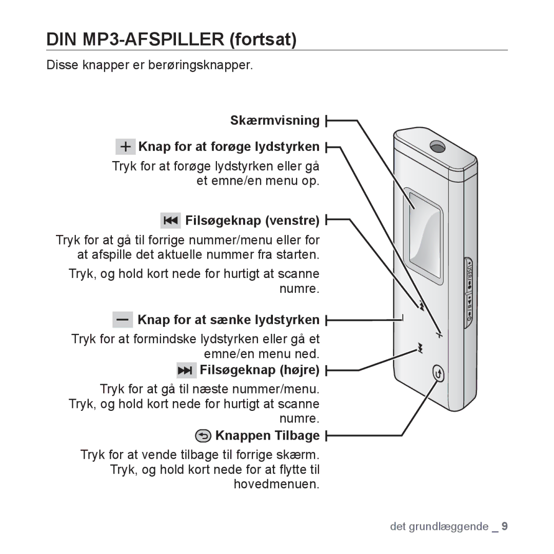 Samsung YP-U3JQB/XEE, YP-U2RZB/XEE, YP-U3JQW/XEE, YP-U3JQP/XEE manual DIN MP3-AFSPILLER fortsat 