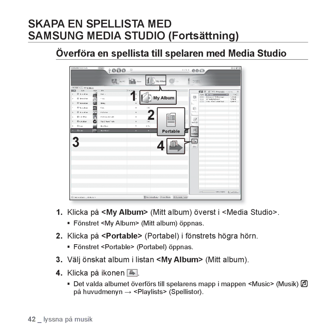 Samsung YP-U2RZB/XEE, YP-U3JQW/XEE, YP-U3JQP/XEE, YP-U3JQB/XEE manual Skapa EN Spellista MED 