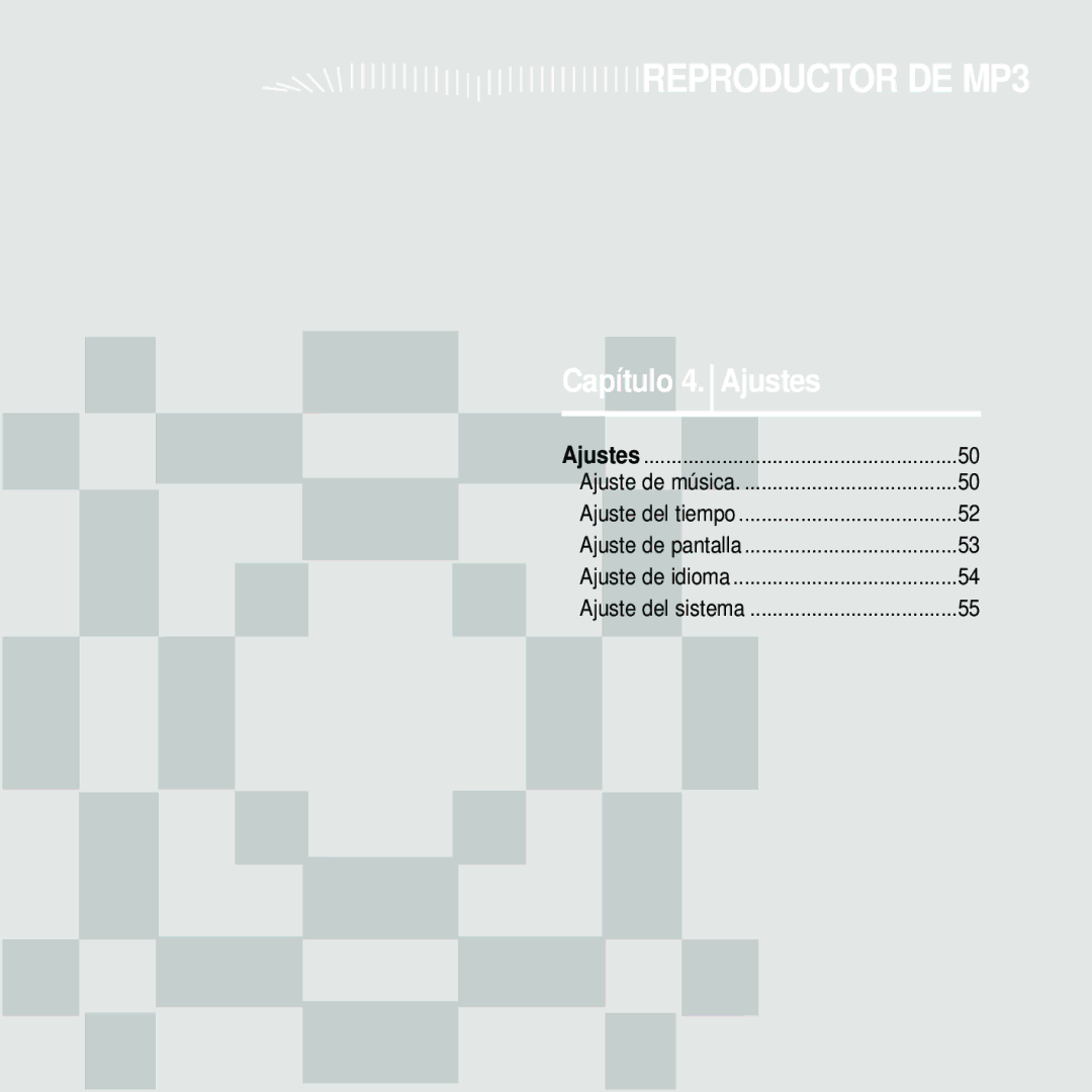 Samsung YP-U2RZB/OMX, YP-U2RZW/XET, YP-U2RXW/ELS, YP-U2RZB/XET, YP-U2ZB/ELS manual Capítulo 4. Ajustes 