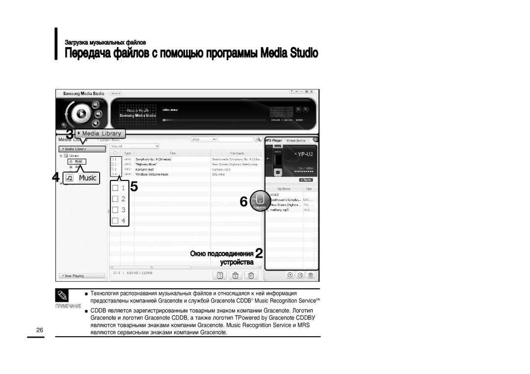 Samsung YP-U2ZB/XFU, YP-U2XB/XFU manual ŒÂÂ‰‡˜‡ Ù‡ÈÎÓ‚ Ò ÔÓÏÓ˘¸˛ ÔÓ„‡ÏÏ˚ Media Studio 