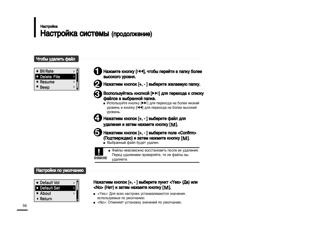 Samsung YP-U2ZB/XFU, YP-U2XB/XFU manual ‡Òúóèí‡ Òëòúâï˚ Ôó‰Óîêâìëâ, ‡Ê‡ÚËÂÏ Íìóôóí +, ‚˚·ÂËÚÂ ÊÂÎ‡ÂÏÛ˛ Ô‡ÔÍÛ 