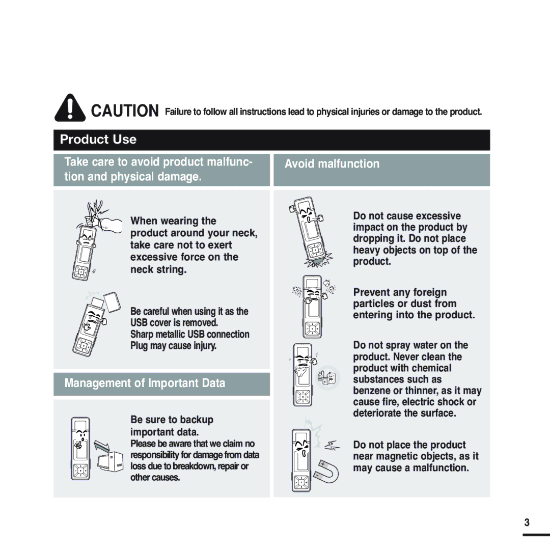 Samsung YP-U2XB/ELS, YP-U2ZW/ELS, YP-U2QW/ELS, YP-U2XW/ELS, YP-U2QB/ELS manual USB cover is removed, Plug may cause injury 