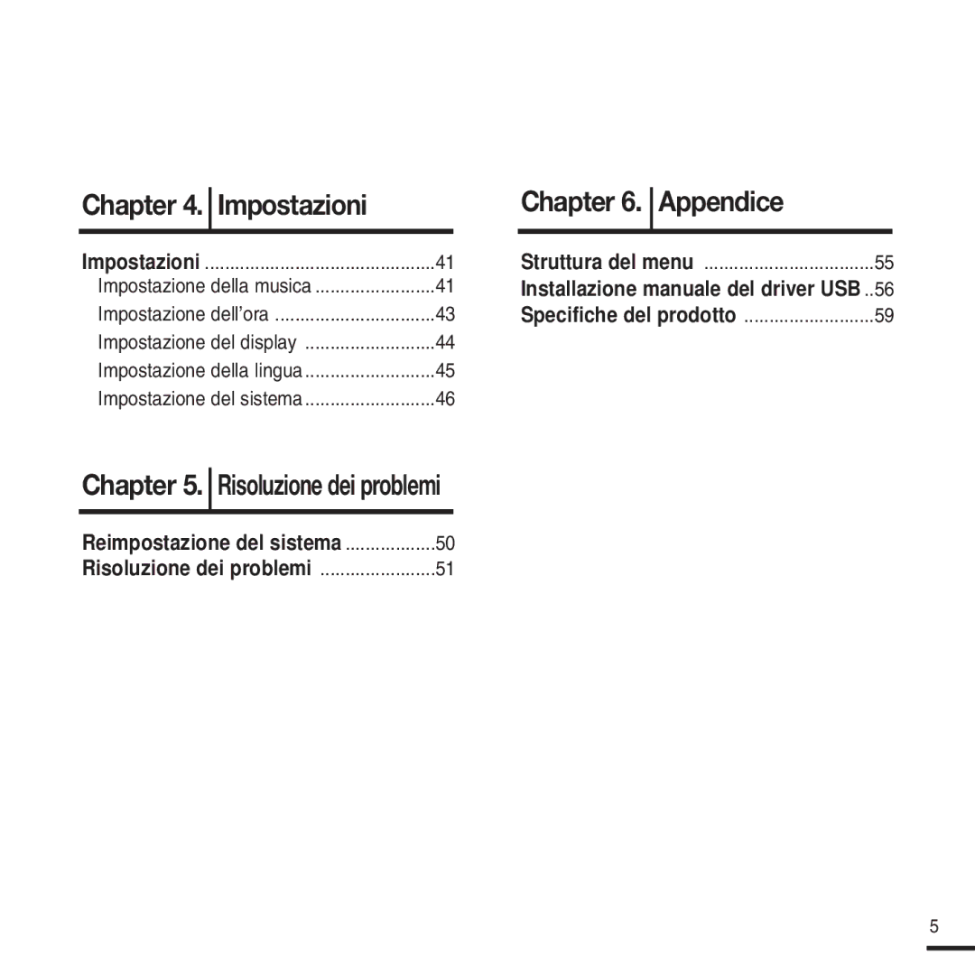 Samsung YP-U2ZB/ELS, YP-U2ZW/ELS, YP-U2QW/ELS, YP-U2XW/ELS, YP-U2XB/ELS, YP-U2QB/ELS manual Appendice 