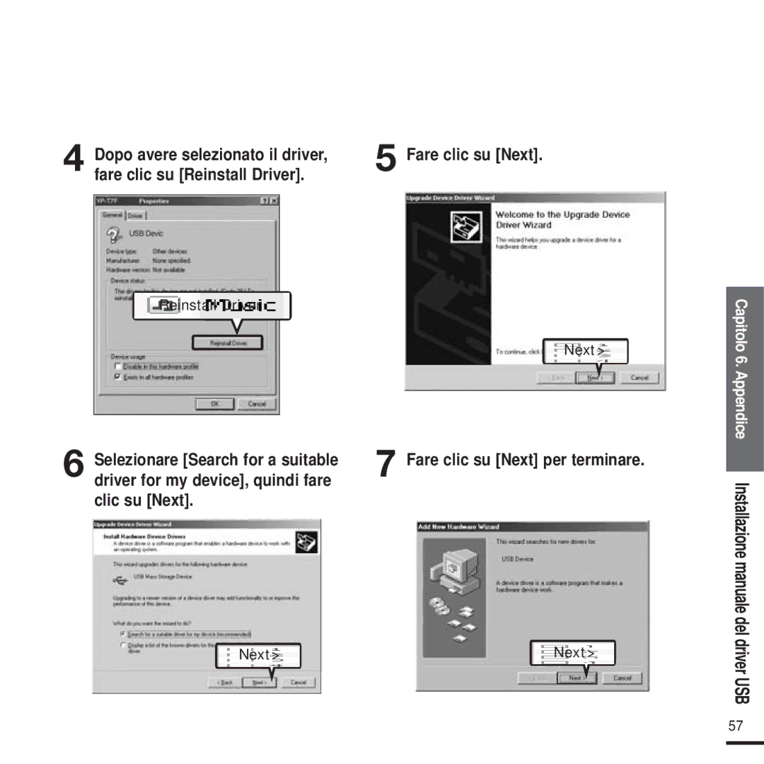 Samsung YP-U2XB/ELS, YP-U2ZW/ELS, YP-U2QW/ELS, YP-U2XW/ELS, YP-U2QB/ELS, YP-U2ZB/ELS manual Fare clic su Next per terminare 