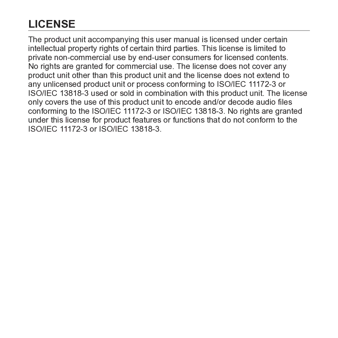 Samsung YP-U3 user manual License 