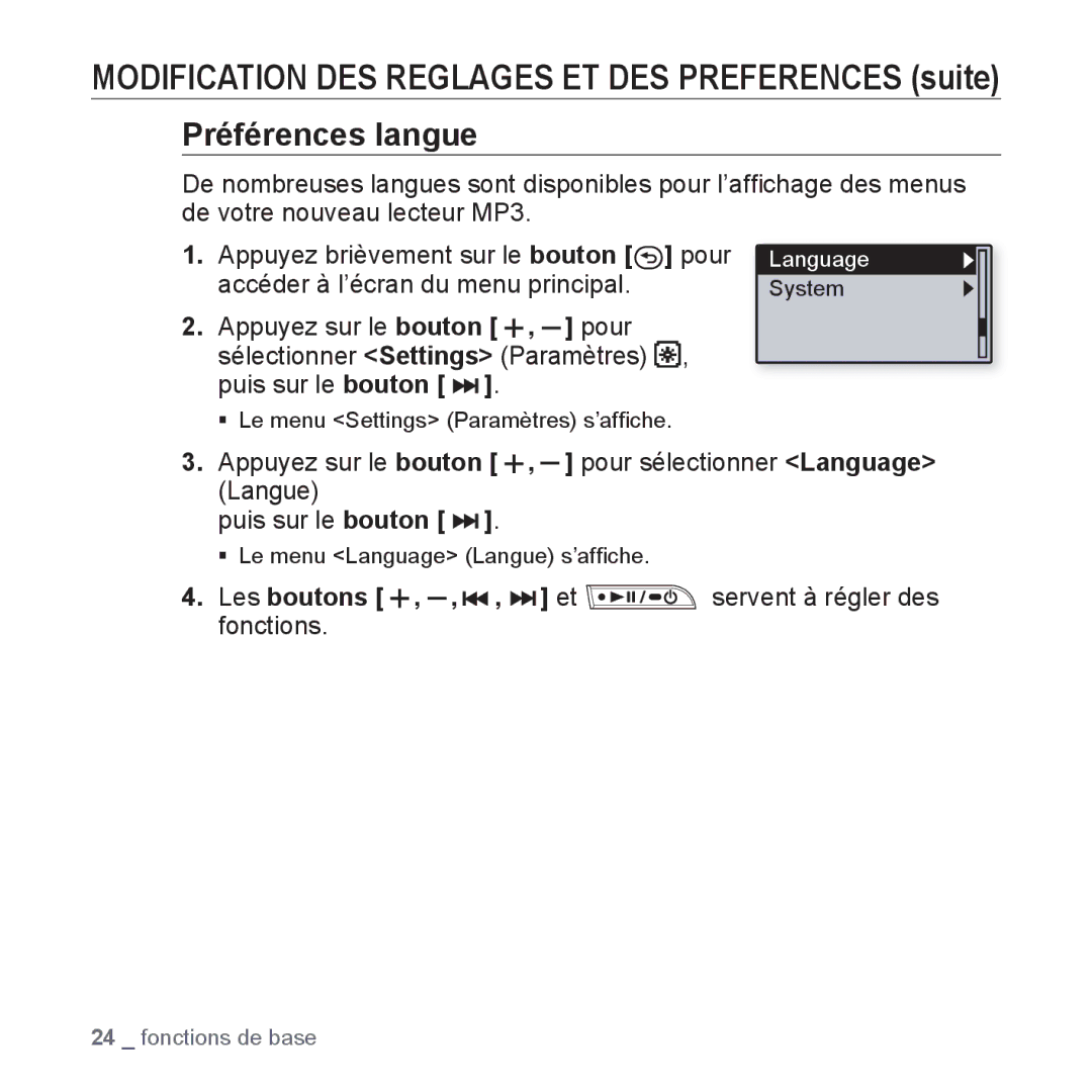 Samsung YP-U3JAW/XEF, YP-U3JZW/XEF, YP-U3JZB/XEF, YP-U3JZP/XEF, YP-U3JAB/XEF, YP-U2RZB/XEF, YP-U2RZB/ELS, YP-U3JQB/XEF Language 