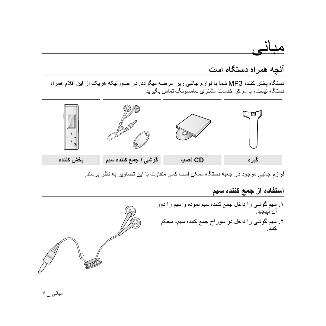 Samsung YP-U3ZG/AAW manual ینابم, تسا هاگتسد هارمه هچنآ, میس هدننک عمج زا هدافتسا, هدننک شخپ میس هدننک عمج / یشوگ بصن Cd 