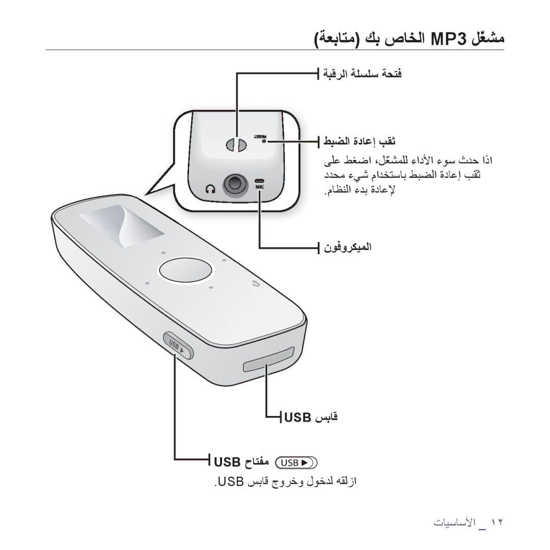 Samsung YP-U4QU/AAW manual ﺔﺒﻗﺮﻟﺍ ﺔﻠﺴﻠﺳ ﺔﺤﺘﻓ ﻂﺒﻀﻟﺍ ﺓﺩﺎﻋﺇ ﺐﻘﺛ, ﻥﻮﻓﻭﺮﻜﻴﻤﻟﺍ Usb ﺲﺑﺎﻗ Usb ﺡﺎﺘﻔﻣ, Usb ﺲﺑﺎﻗ ﺝﻭﺮﺧﻭ ﻝﻮﺧﺪﻟ ﻪﻘﻟﺯﺍ 