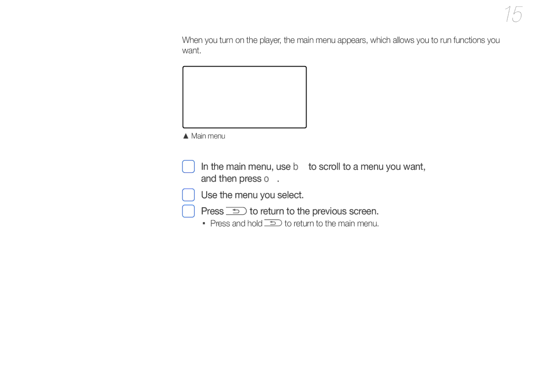 Samsung YP-U7 user manual Access menus from the main menu 