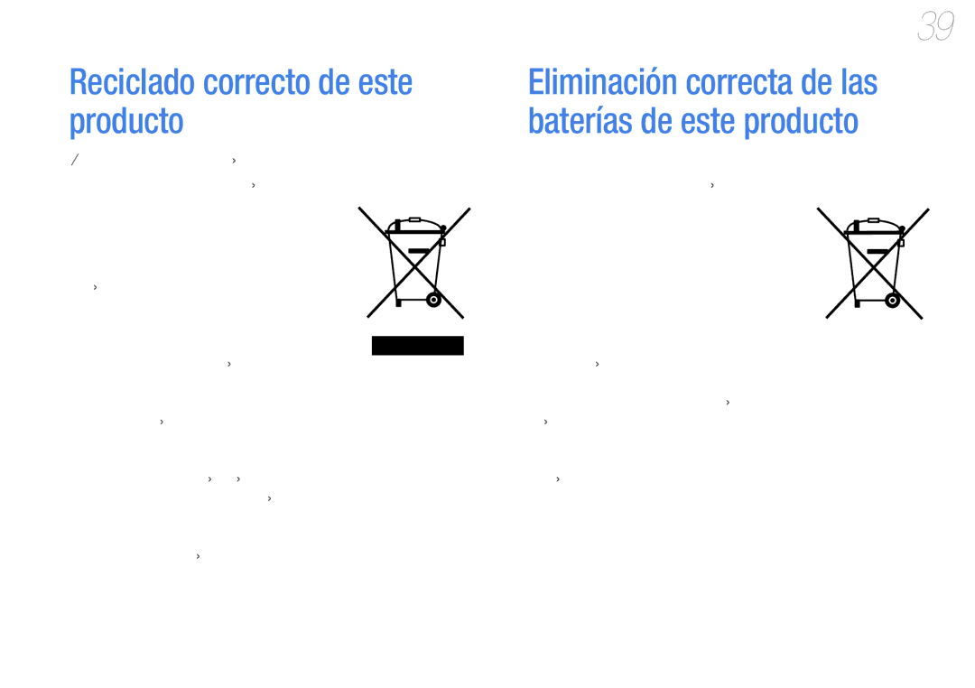 Samsung YP-U7AB/EDC, YP-U7AP/EDC, YP-U7AS/EDC manual Reciclado correcto de este producto 