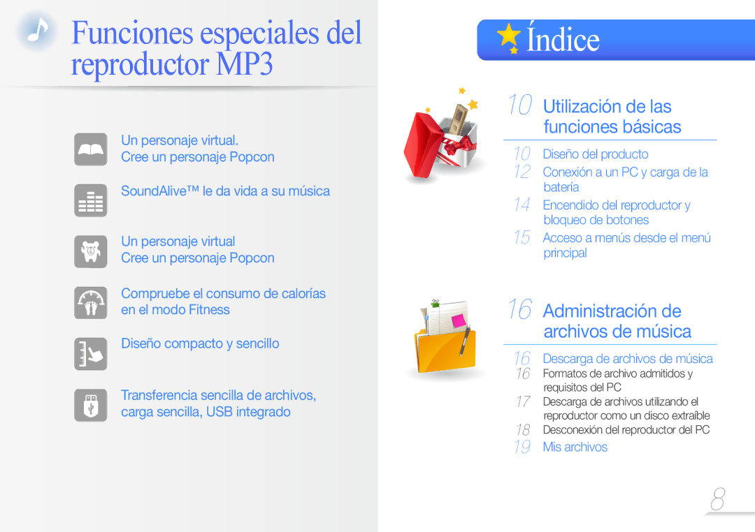 Samsung YP-U7AS/EDC, YP-U7AB/EDC, YP-U7AP/EDC manual Índice 