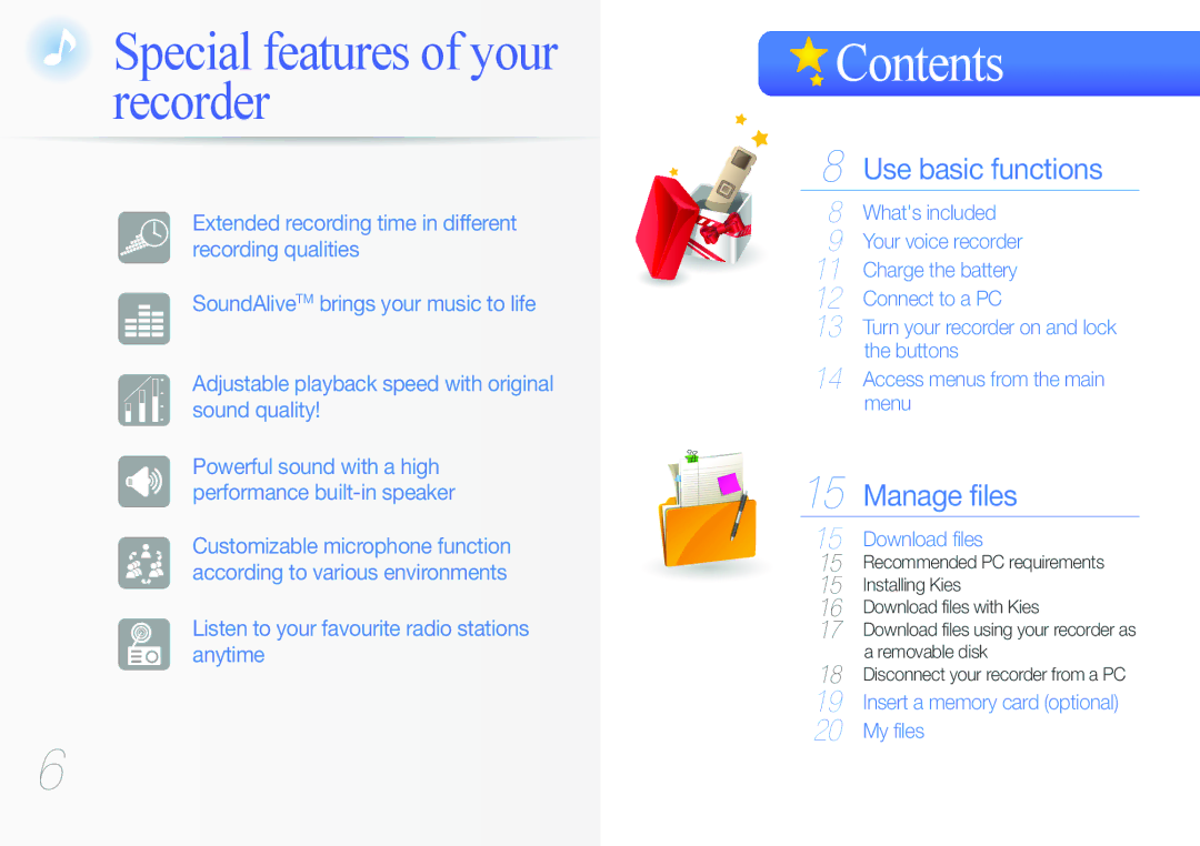 Samsung YP-VP2 user manual Contents 