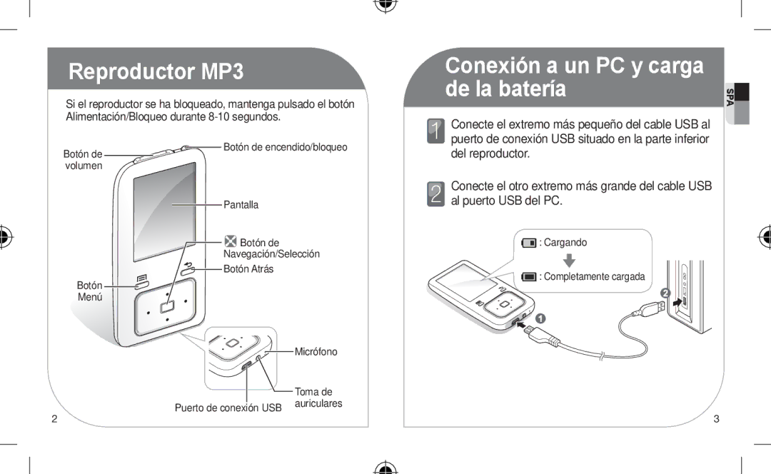 Samsung YP-Z3CP/FOP, YP-Z3CL/XEF, YP-Z3CW/XEF, YP-Z3CP/XEF, YP-Z3AW/XEF, YP-Z3AP/XEF manual Reproductor MP3, De la batería 