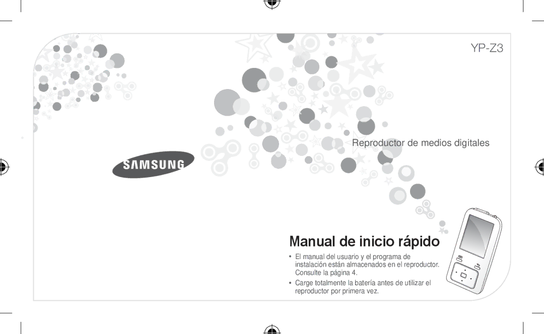 Samsung YP-Z3CL/FOP, YP-Z3CL/XEF, YP-Z3CW/XEF, YP-Z3CP/XEF, YP-Z3AW/XEF, YP-Z3AP/XEF, YP-Z3AL/XEF manual Manual de inicio rápido 