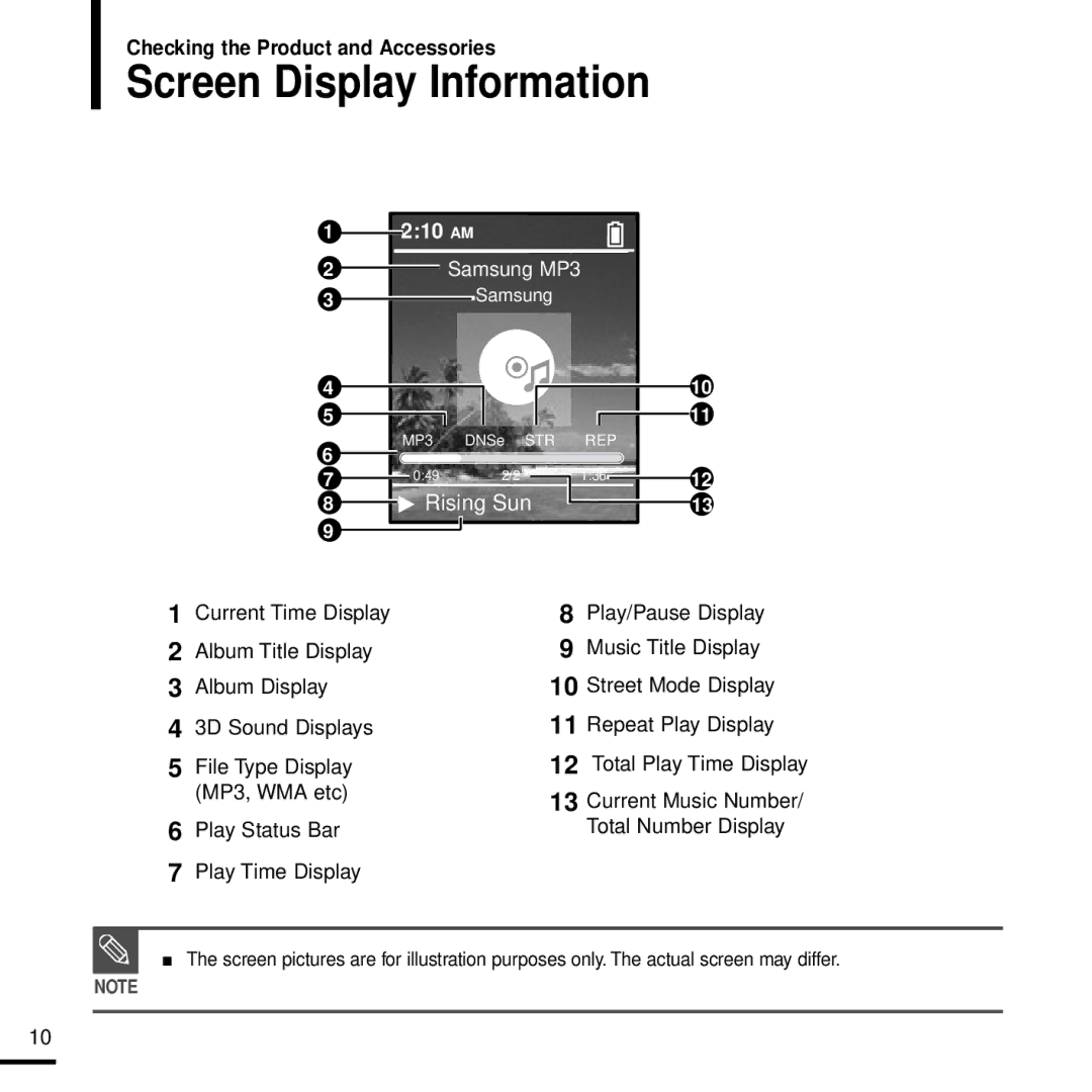 Samsung YP-Z5 manual Screen Display Information, Play Status Bar Play Time Display 