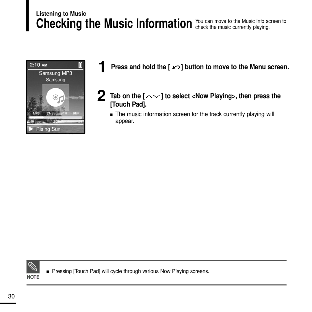 Samsung YP-Z5 manual Checking the Music Information 