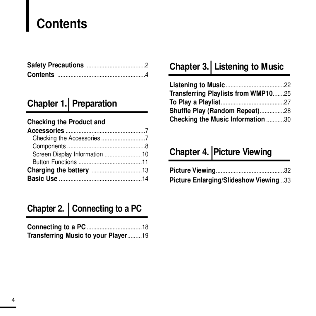 Samsung YP-Z5 manual Contents 