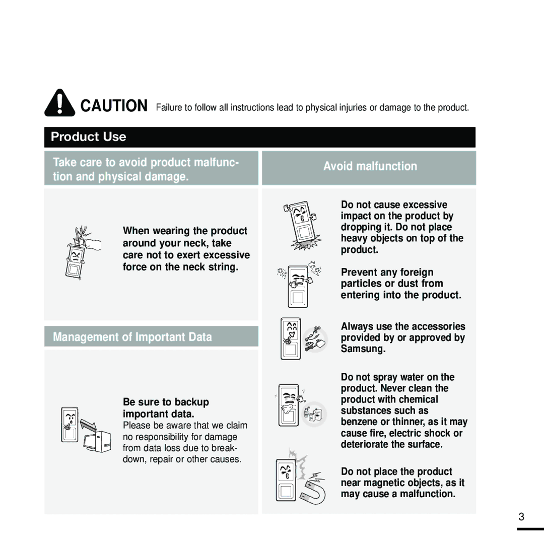 Samsung YP-Z5FZB/XEF, YP-Z5FQB/ELS, YP-Z5FAW/XEF, YP-Z5FZW/ELS, YP-Z5FAB/XEF, YP-Z5FZS/XET, YP-Z5FQW/ELS manual Preparation 