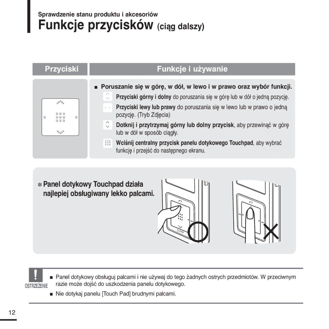 Samsung YP-Z5FQB/ELS, YP-Z5FQB/XEH, YP-Z5FAS/ELS, YP-Z5FAS/XEH manual Funkcje przycisków ciąg dalszy 