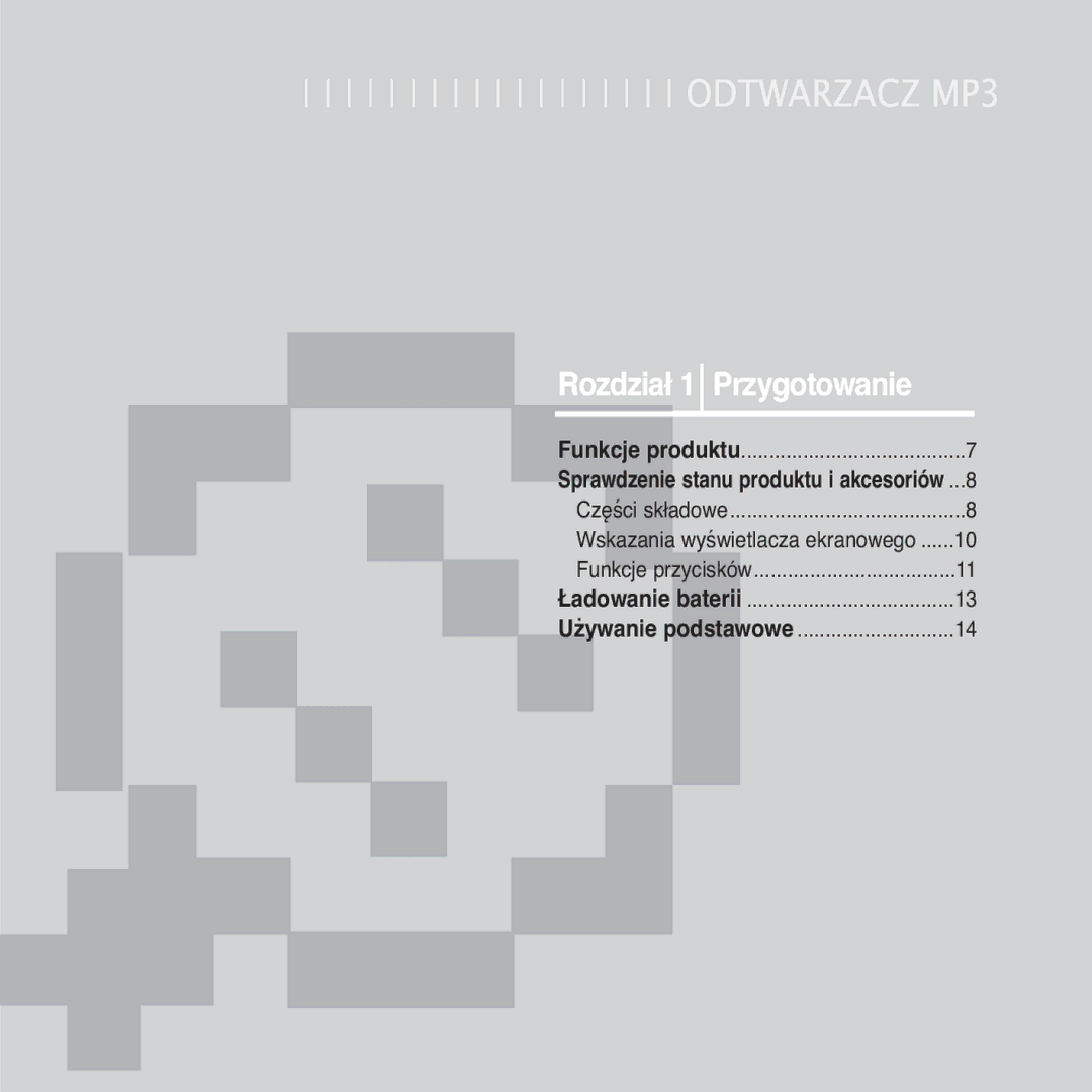 Samsung YP-Z5FAS/ELS, YP-Z5FQB/ELS, YP-Z5FQB/XEH, YP-Z5FAS/XEH manual Rozdział 1 Przygotowanie 