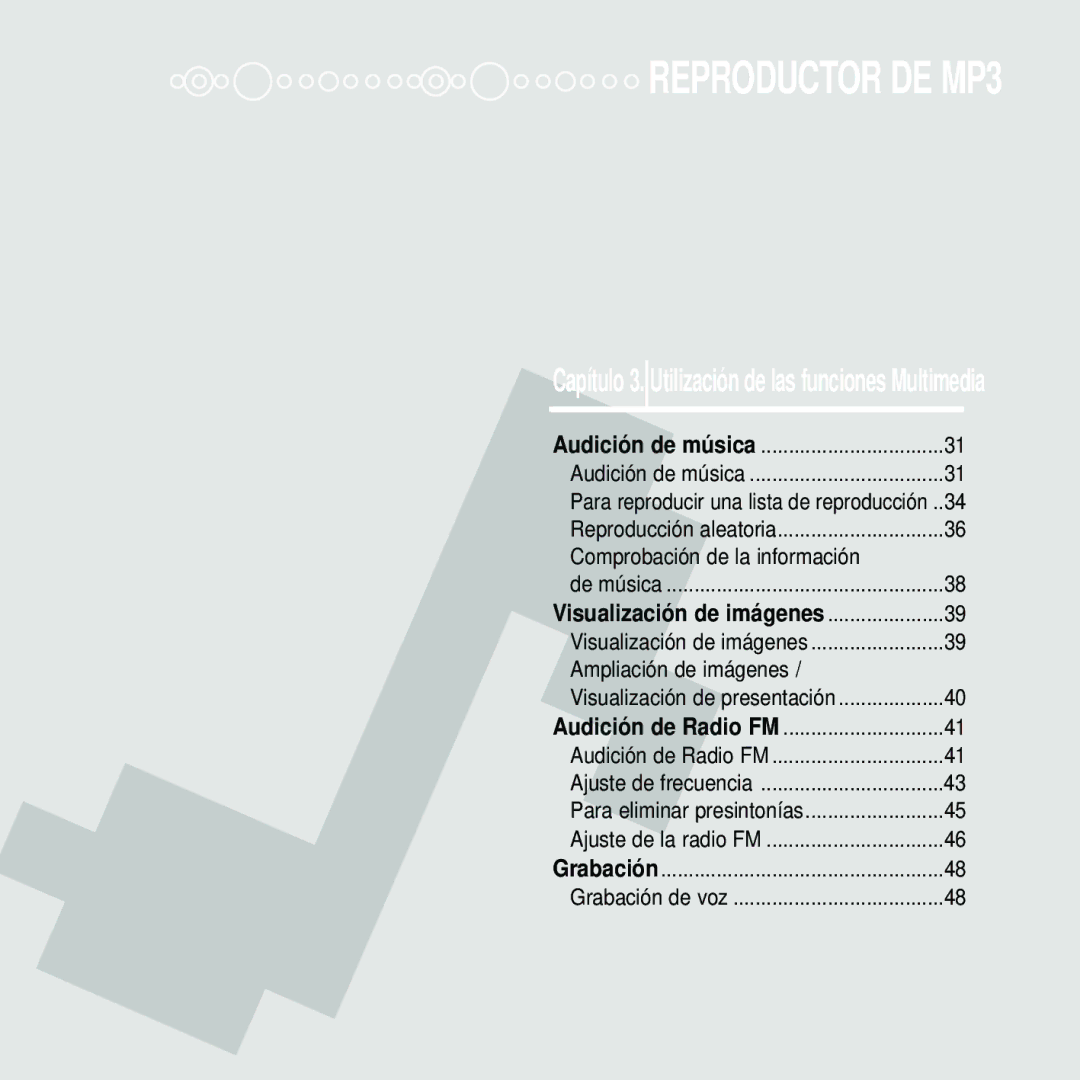 Samsung YP-Z5FZS/XET, YP-Z5FQS/ELS, YP-Z5FZW/XET, YP-Z5QB/ELS manual Capítulo 3. Utilización de las funciones Multimedia 