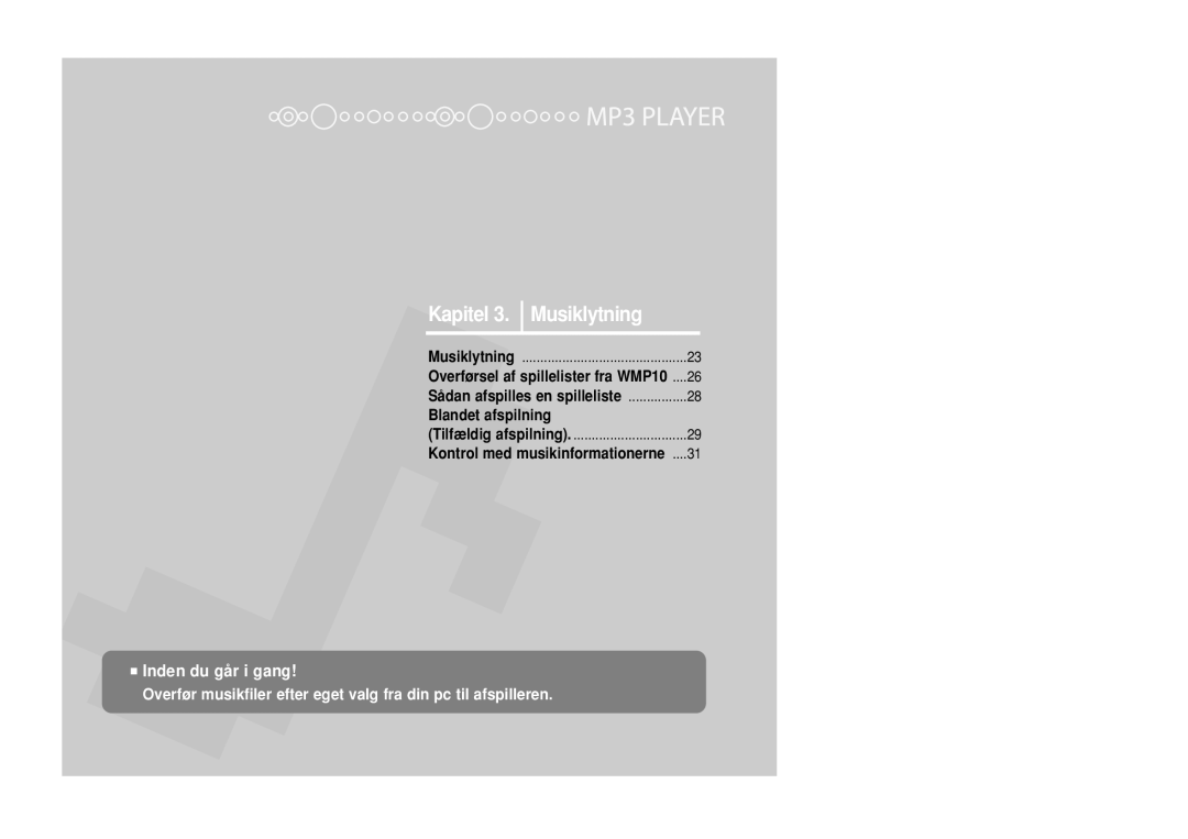 Samsung YP-Z5AB/ELS, YP-Z5QB/ELS, YP-Z5ZS/ELS manual Kapitel Musiklytning 