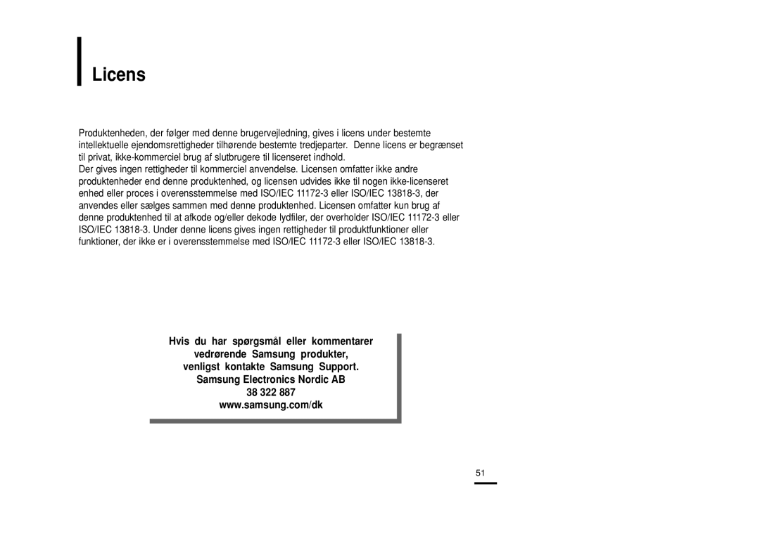 Samsung YP-Z5QB/ELS, YP-Z5AB/ELS, YP-Z5ZS/ELS manual Licens 