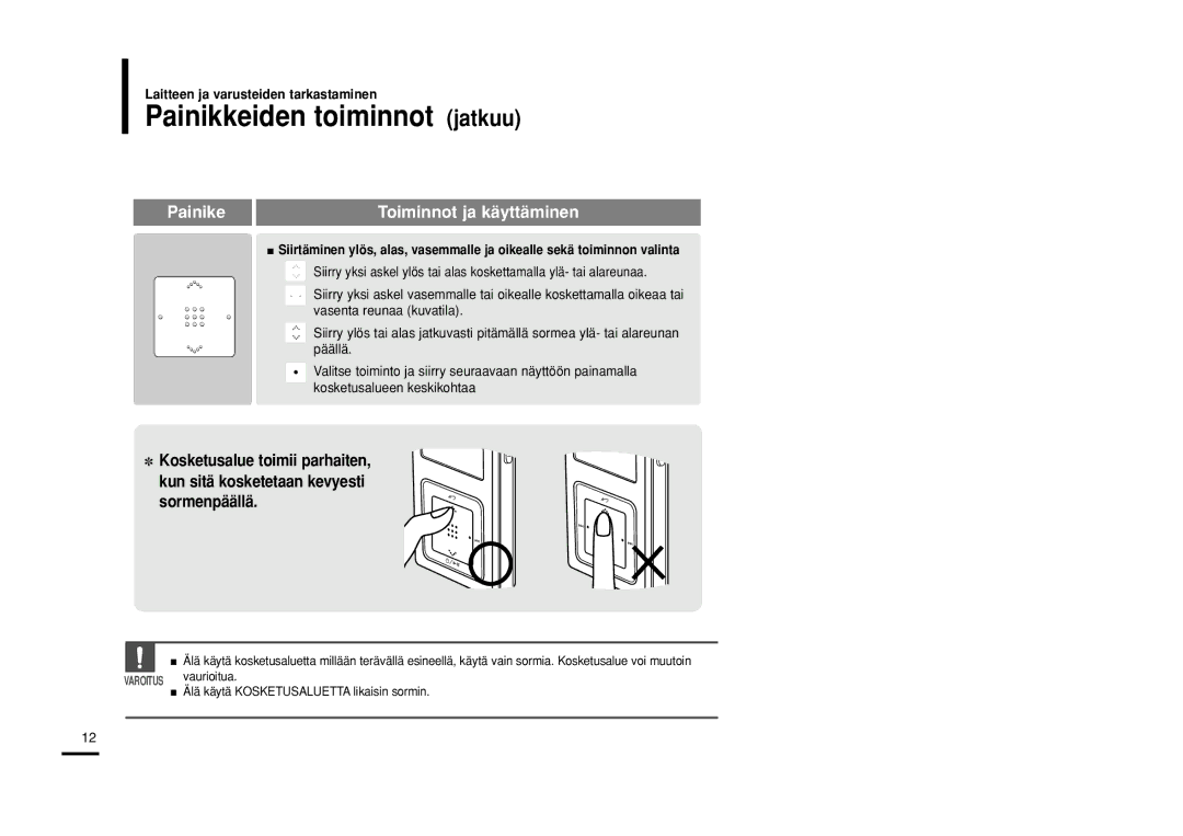 Samsung YP-Z5QB/ELS, YP-Z5AB/ELS, YP-Z5ZS/ELS manual Painikkeiden toiminnot jatkuu 