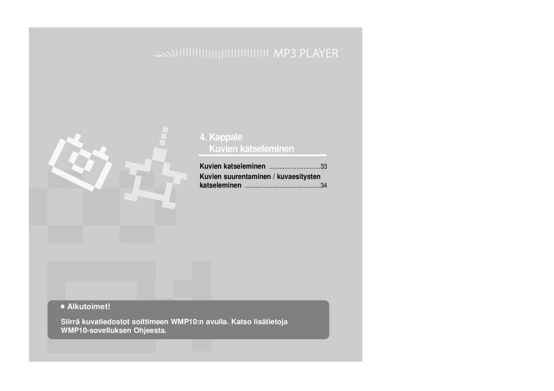 Samsung YP-Z5ZS/ELS, YP-Z5QB/ELS, YP-Z5AB/ELS manual Kappale Kuvien katseleminen 