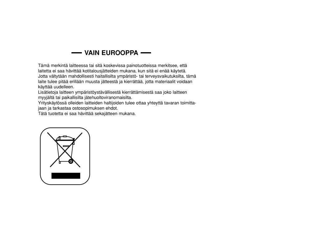 Samsung YP-Z5AB/ELS, YP-Z5QB/ELS, YP-Z5ZS/ELS manual Vain Eurooppa 