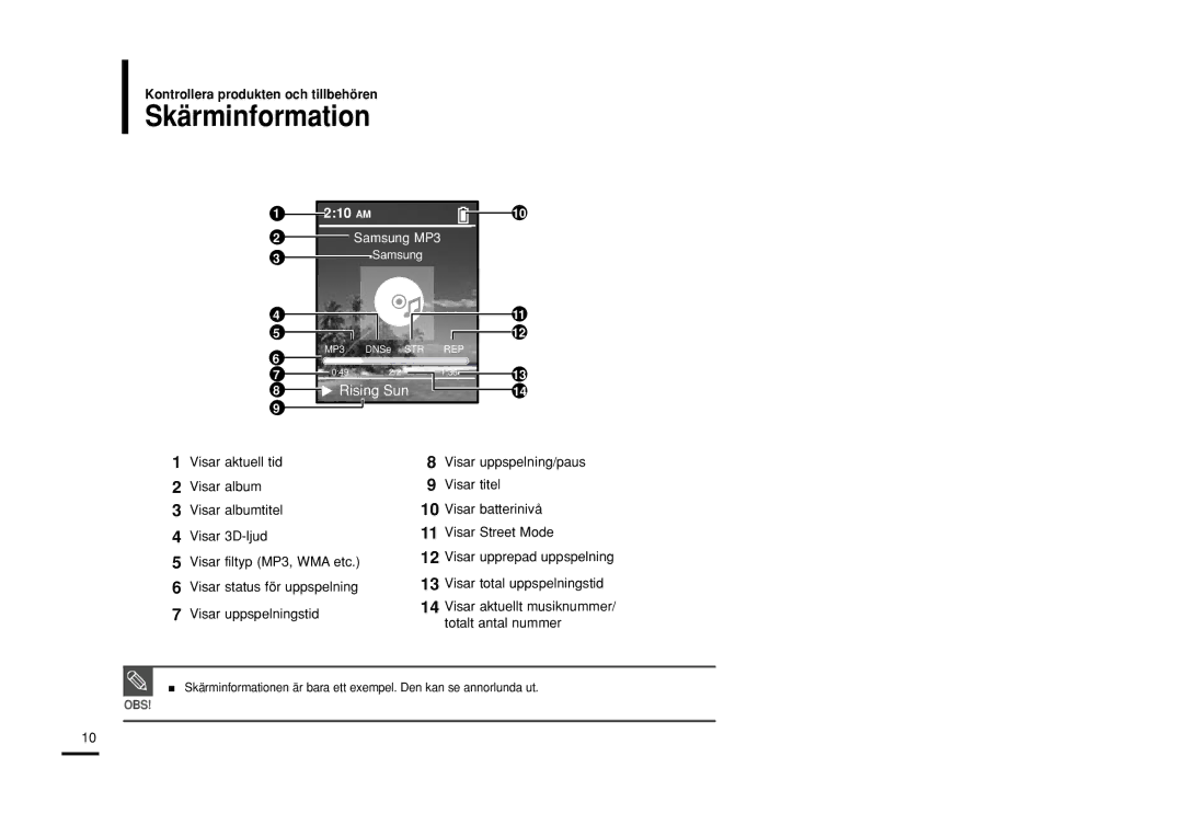 Samsung YP-Z5AB/ELS, YP-Z5QB/ELS, YP-Z5ZS/ELS manual Skärminformation, 210 AM 