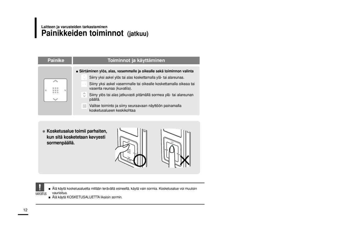 Samsung YP-Z5FAS/XEE, YP-Z5QB/ELS, YP-Z5FAB/XEE, YP-Z5FAP/XEE, YP-Z5FQW/XEE, YP-Z5FZP/XEE manual Painikkeiden toiminnot jatkuu 