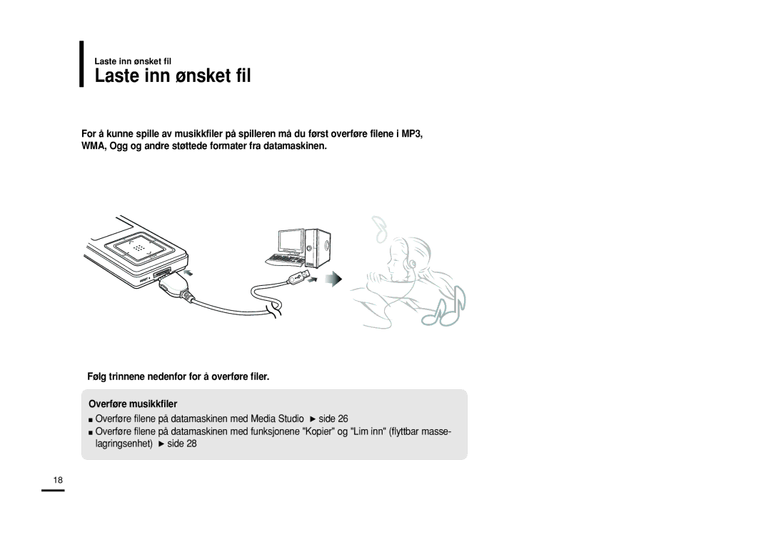 Samsung YP-Z5FQB/XEE, YP-Z5QB/ELS, YP-Z5FAB/XEE, YP-Z5FAP/XEE, YP-Z5FQW/XEE, YP-Z5FZP/XEE, YP-Z5FAW/XEE Laste inn ønsket fil 