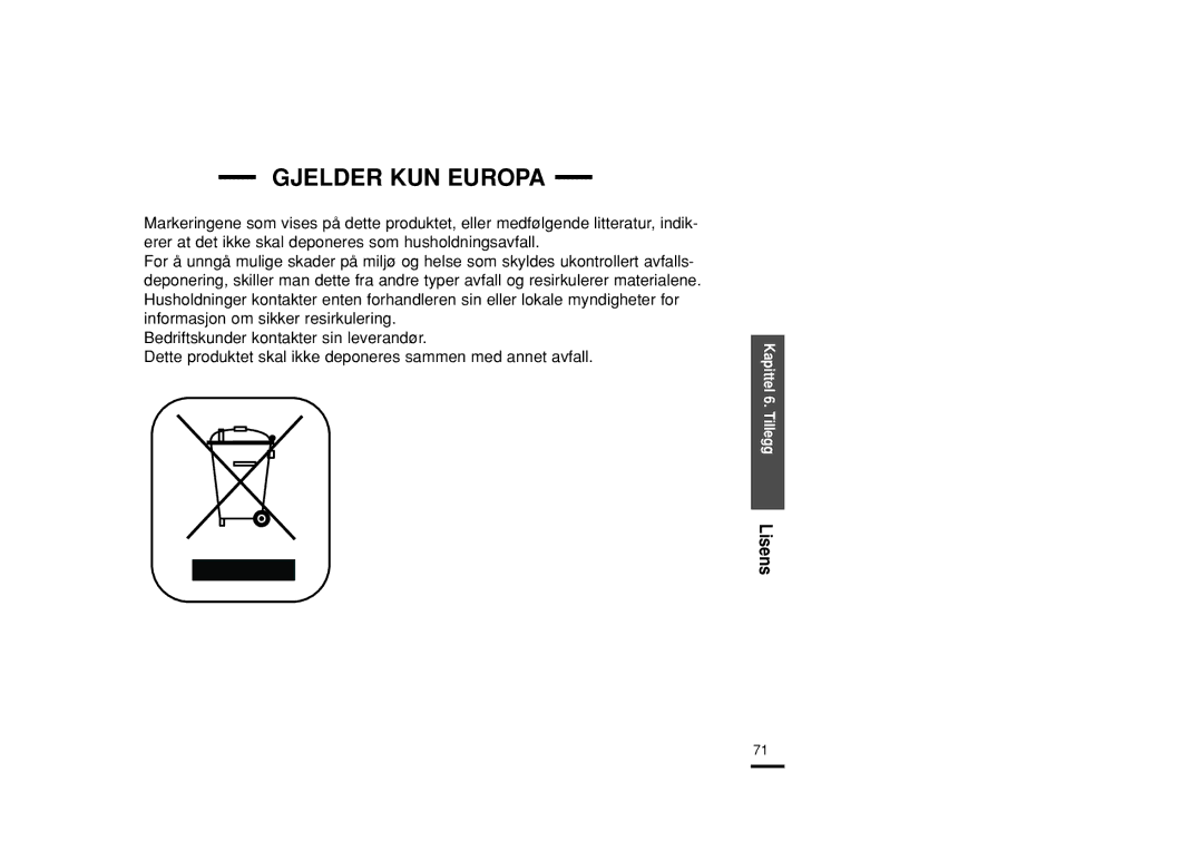 Samsung YP-Z5FAW/XEE, YP-Z5QB/ELS, YP-Z5FAB/XEE, YP-Z5FAP/XEE, YP-Z5FQW/XEE, YP-Z5FZP/XEE, YP-Z5FQB/XEE manual Gjelder KUN Europa 