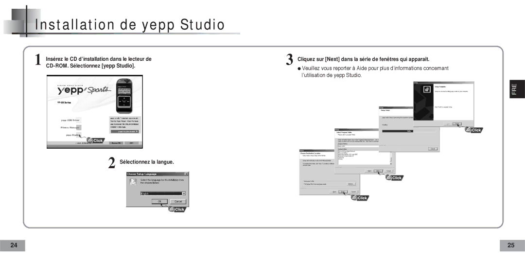 Samsung YP60V1/ELS manual Installation de yepp Studio 