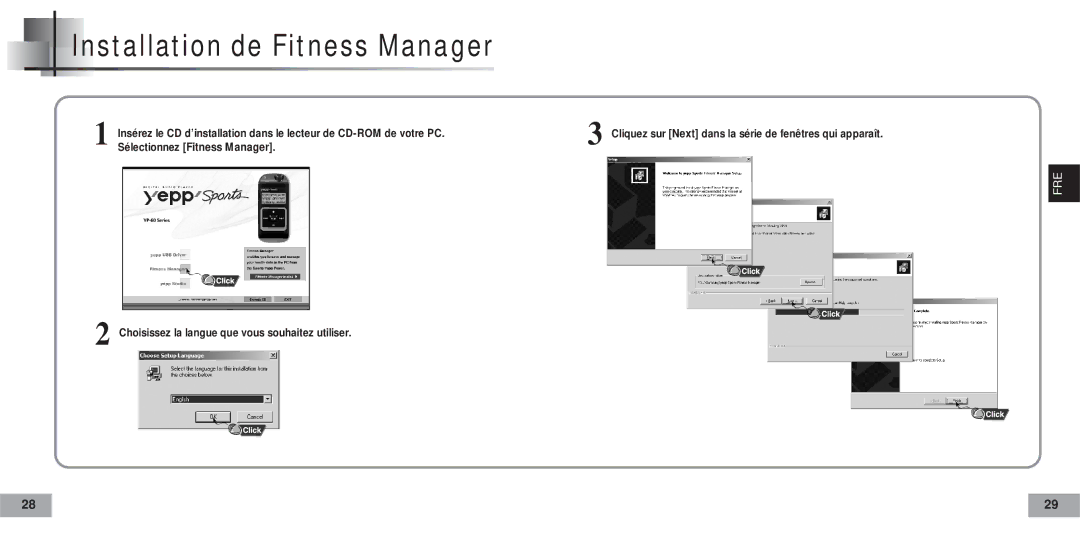 Samsung YP60V1/ELS manual Installation de Fitness Manager, Sélectionnez Fitness Manager 