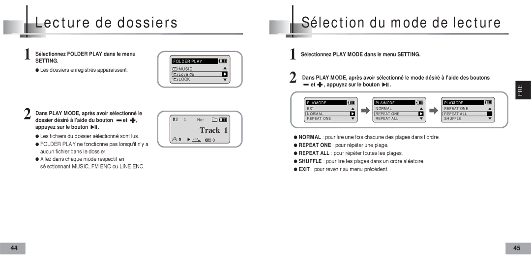 Samsung YP60V1/ELS manual Lecture de dossiers, Les dossiers enregistrés apparaissent 