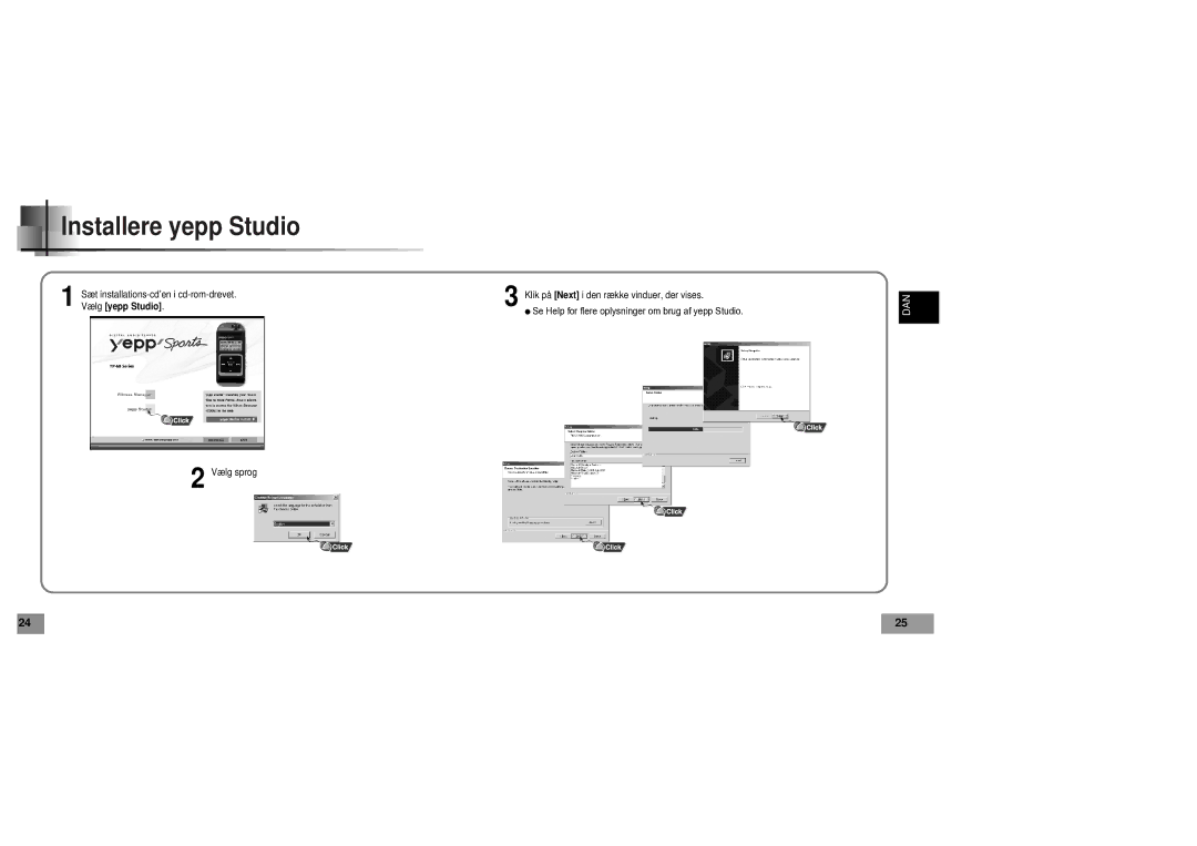 Samsung YP60V1/ELS manual Installere yepp Studio 