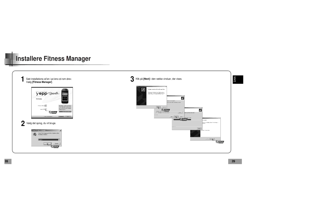 Samsung YP60V1/ELS manual Installere Fitness Manager 