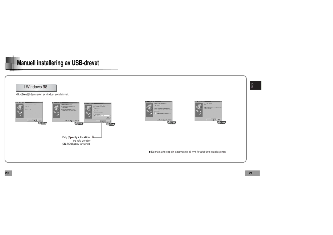 Samsung YP60V1/ELS manual Manuell installering av USB-drevet, Windows 