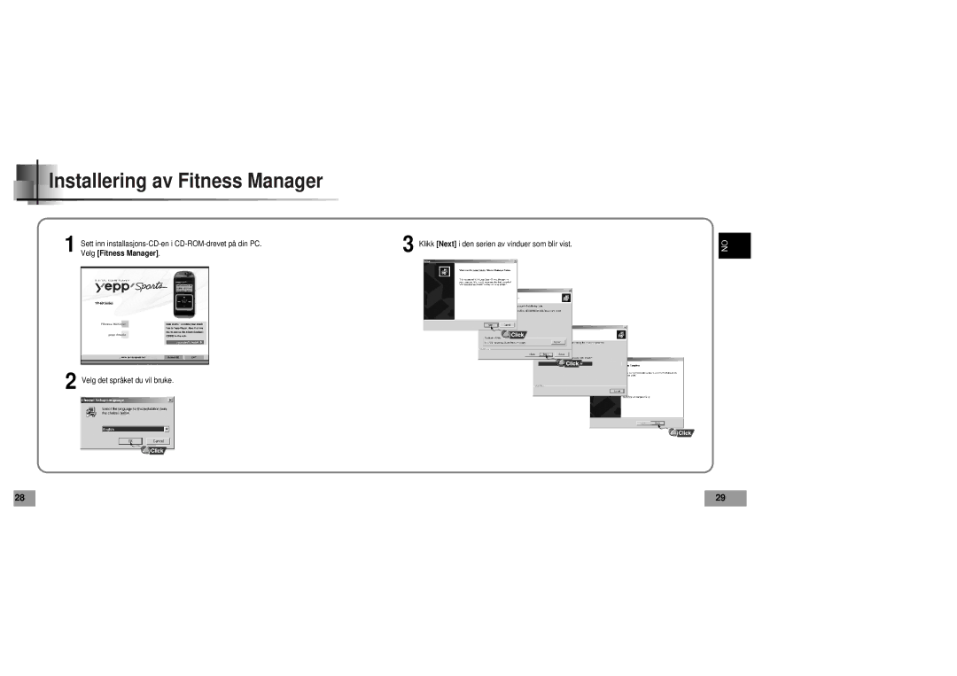 Samsung YP60V1/ELS manual Installering av Fitness Manager 